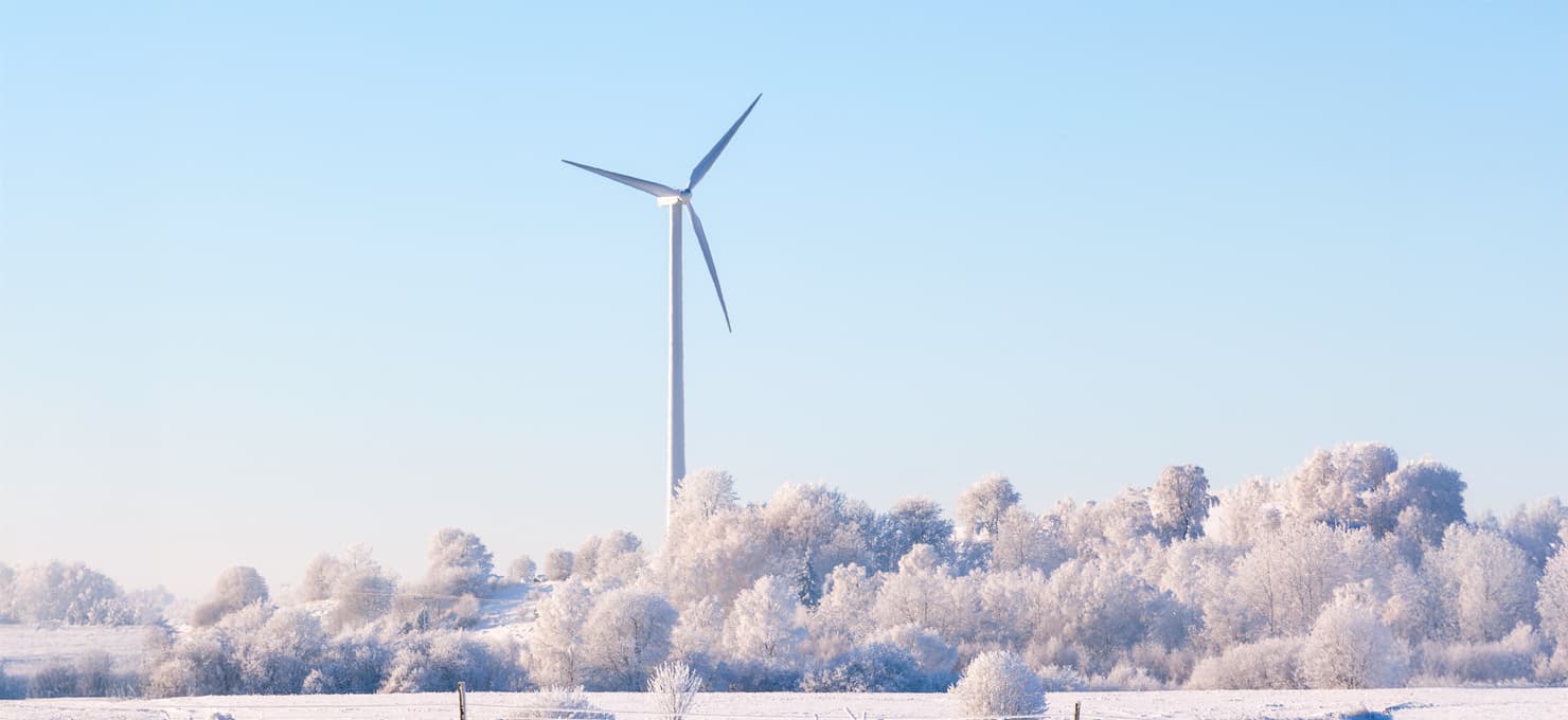 Wind mill in winter